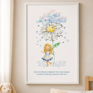 Tanz im Regen Mädchen und Blume Poster