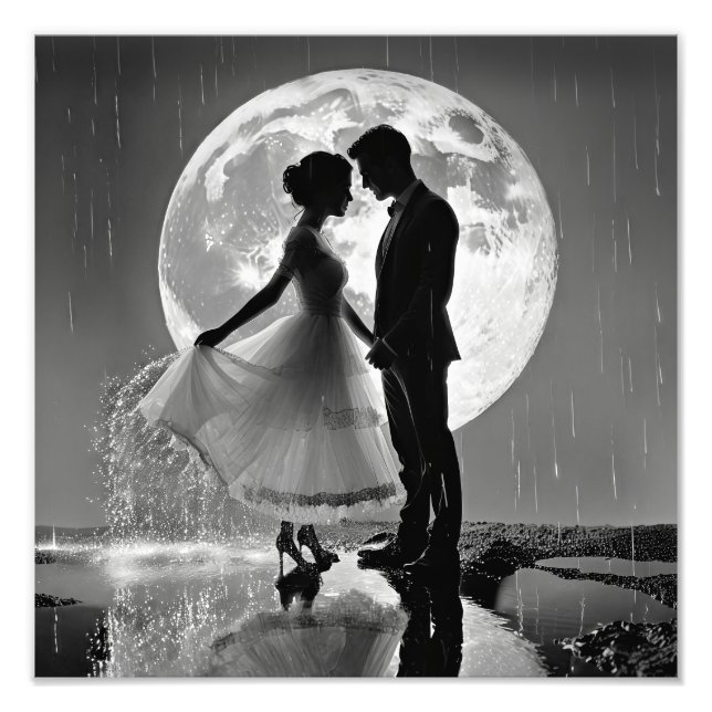 "Tanz im Regen - Moonlit Romance" Fotodruck (Vorne)