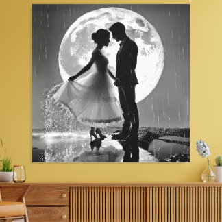 "Tanz im Regen - Moonlit Romance" Leinwanddruck