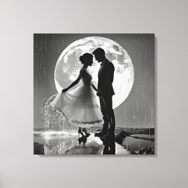 "Tanz im Regen - Moonlit Romance" Leinwanddruck (Vorderseite)