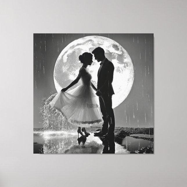"Tanz im Regen - Moonlit Romance" Leinwanddruck (Vorderseite)