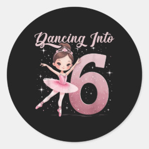 Tanz in 6 Geburtstagsparty Ballet Girls Runder Aufkleber