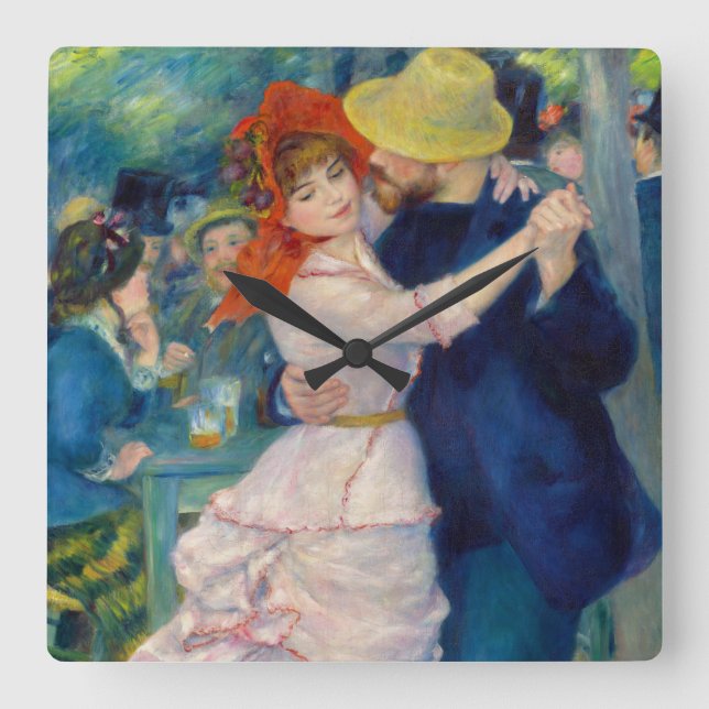 Tanz in Bougival, 1883 von Pierre-Auguste Renoir Quadratische Wanduhr (Vorderseite)