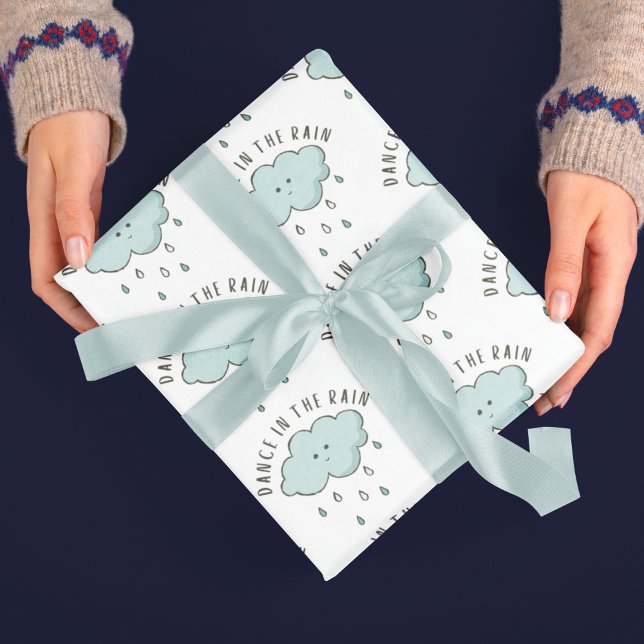 Tanz in den Regenwaschpapier-Blättern Geschenkpapier Set (Encourage positivity with these cute, "Dance in the rain" wrapping paper sheets! )