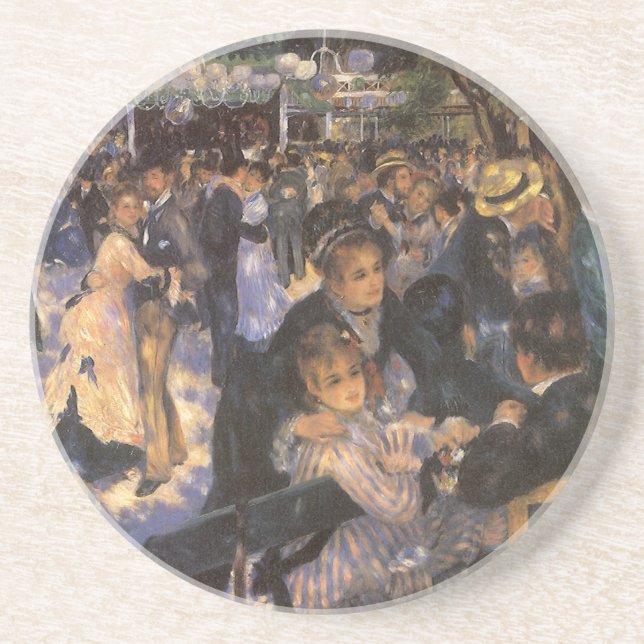 Tanz in Le Moulin de la Galette von Pierre Renoir Sandstein Untersetzer (Vorne)