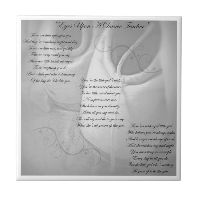 Tanz-Lehrer-Gedicht Fliese (Vorderseite)