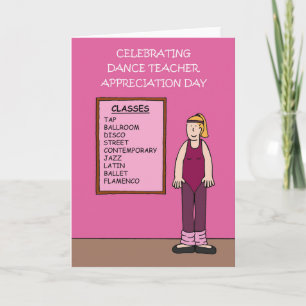Tanz Lehrer Wertschätzung Tag März 1 Karte