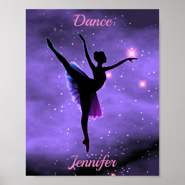 Tanz Pink & Lila Galaxy Poster mit Name (Vorne)