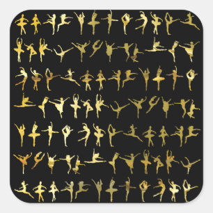 Tanz-Posemuster (Gold) - Tanz, Ballett, Yoga Quadratischer Aufkleber