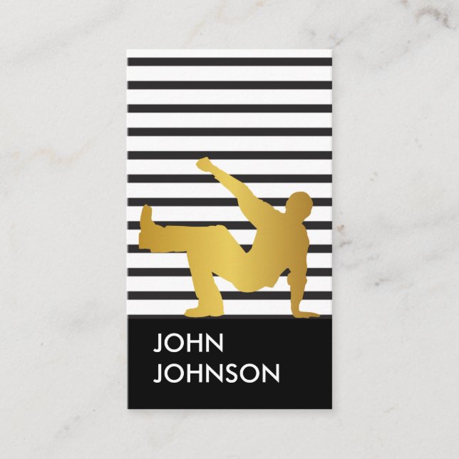 Tanz School Beak Hip Hop Schwarz-weiße Streifen Visitenkarte (Vorderseite)