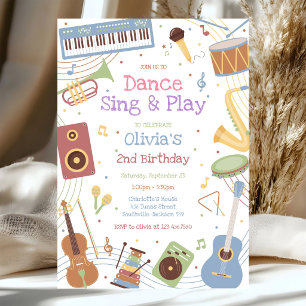 Tanz Sing Spiel Musikinstrument Geburtstagsfeier Einladung