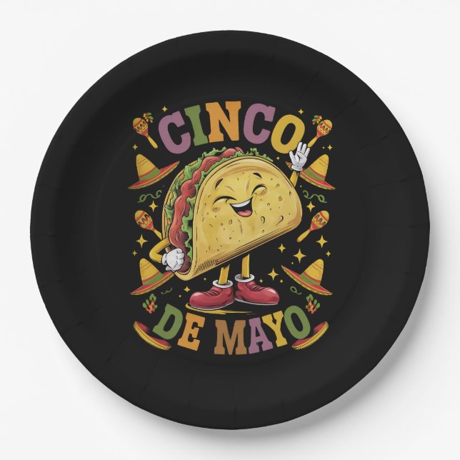 Tanz Taco Funny Cinco De Mayo Fiesta Party Pappteller (Vorderseite)