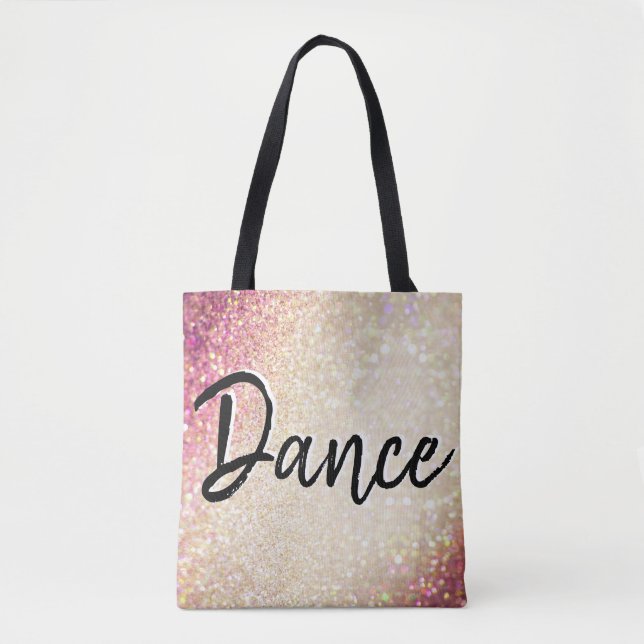 Tanz Tote Tasche| Imitat Gold und Rosa Glitzer (Vorderseite)