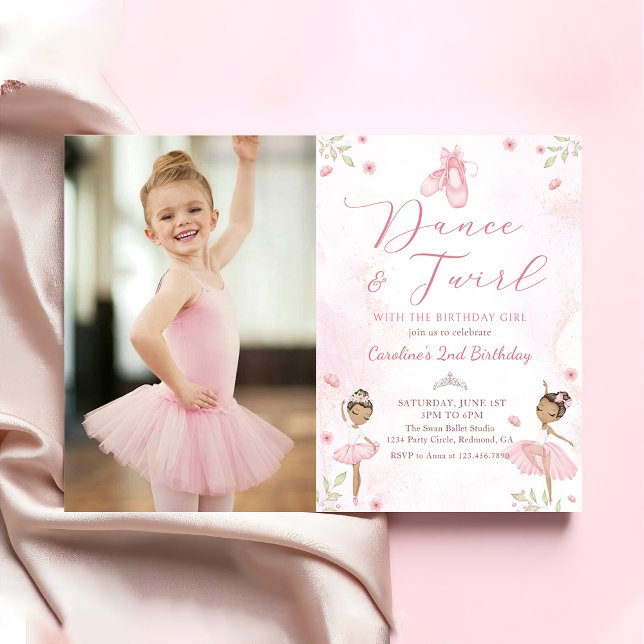 Tanz & Twirl Pink Ballerina Ballerina Ballet Gebur Einladung (Von Creator hochgeladen)