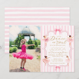 Tanz & Twirl Pink Ballerina Foto Geburtstagsparty Einladung