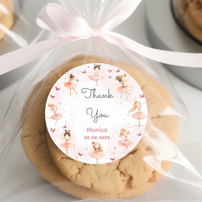 Tanz und niedliche Ballerina Ballett Kind Geburtst Runder Aufkleber (Von Creator hochgeladen)