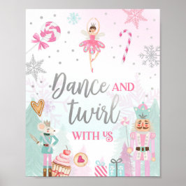 Tanz und Twirl Nutcracker Ballerina Girl Silver Poster