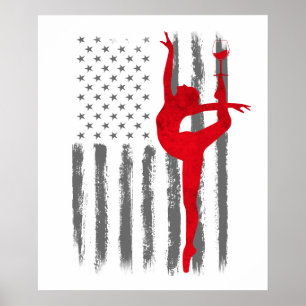 Tanz und Wein - Vintage USA Amerikanische Flagge Poster