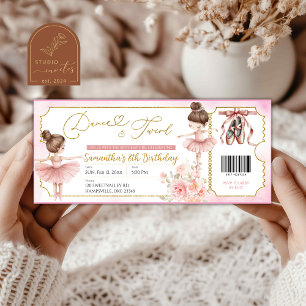 Tanz- und Wirbel-Ballerina-Party-Ticket-Einladung