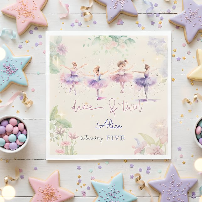 Tanz und wirbelnde Ballerina Aquarellfarbe Geburts Serviette (Von Creator hochgeladen)