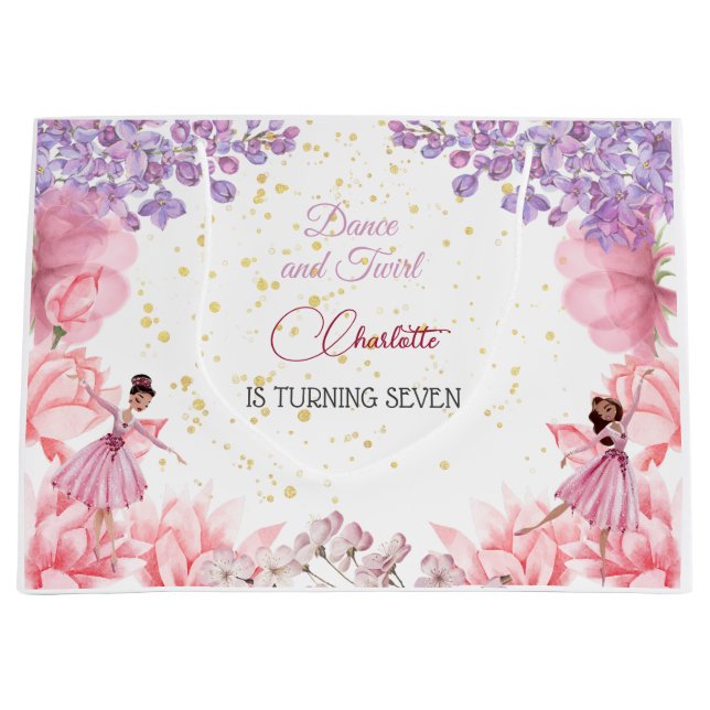 Tanz und wirbelnde Ballerina Geburtstag Große Geschenktüte (Vorderseite)