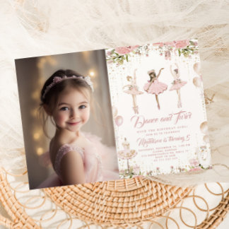 Tanz und wirbelnde Ballerina magisches Foto Geburt Einladung