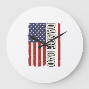 Tanz-Vater-Patriotisches Vintage-Flag-Shirt-Design Große Wanduhr