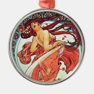 Tanz - Vintage Art Nouveau von Mucha Silbernes Ornament