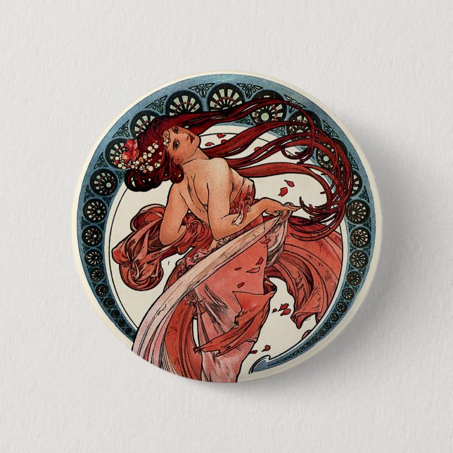 Tanz von Alfons Mucha 1898 Button (Vorderseite)