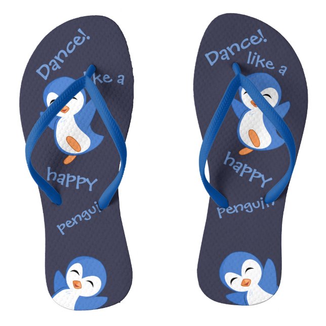 Tanz wie ein glücklicher Pinguin Niedlich Blue Flip Flops (Fußbett)
