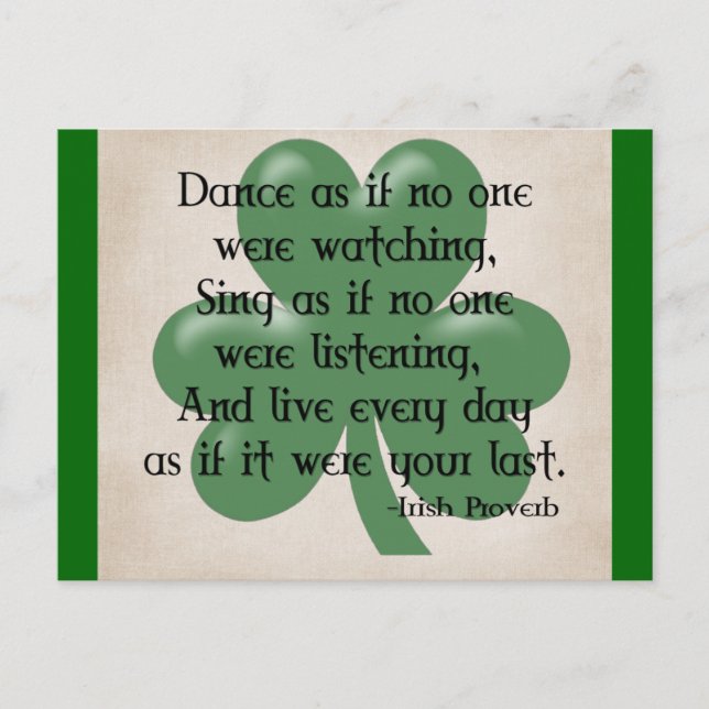 Tanz wie:: Irish Proverb (Black Design) Postkarte (Vorderseite)