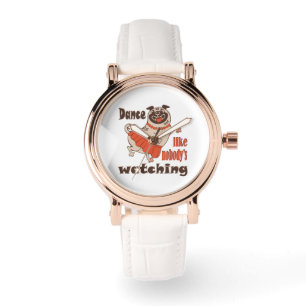 Tanz wie niemand sieht gürteligen Mops Hund zu Armbanduhr