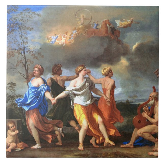 Tanz zur Musik der Zeit (von Nicholas Poussin) Fliese (Vorderseite)