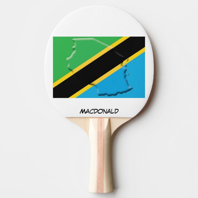 TANZANIA FLAG & MAP Personalisiert Tischtennis Schläger (Vorderseite)
