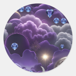 Tanzanit-Diamant-Himmelsmond Luxus-Ästhetik Runder Aufkleber