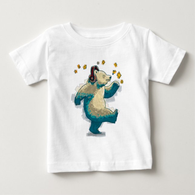 Tanzbär mit Kopfhörern Baby T-shirt (Vorderseite)