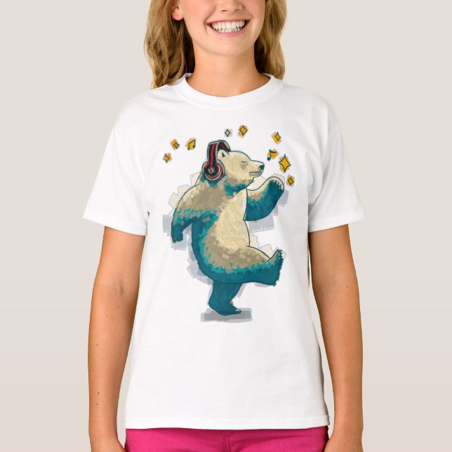 Tanzbär mit Kopfhörern T-Shirt (Vorderseite)
