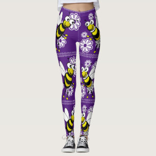 Tanzbienen und Blume passen Hintergrund Colo an Leggings