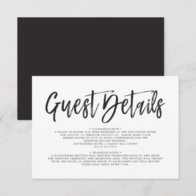 Tanzbild Schwarz| Details zu White Wedding Einladung (Vorne/Hinten)