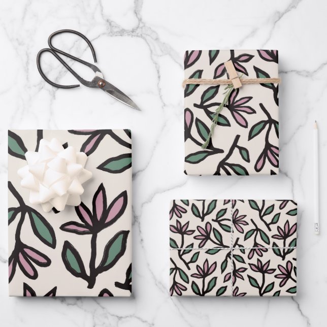 Tanzblätter für Floral Symphony Wrapping Paper She Geschenkpapier Set (Vorderseite)