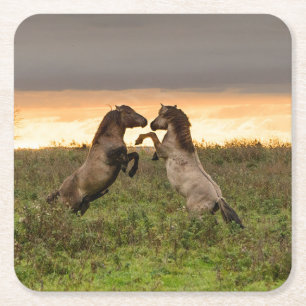 Tänzelnder wilde PferdeUntersetzer Rechteckiger Pappuntersetzer