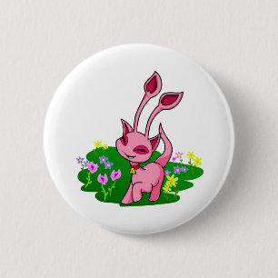 Tänzelndes rosa Aisha durch Blumen Button