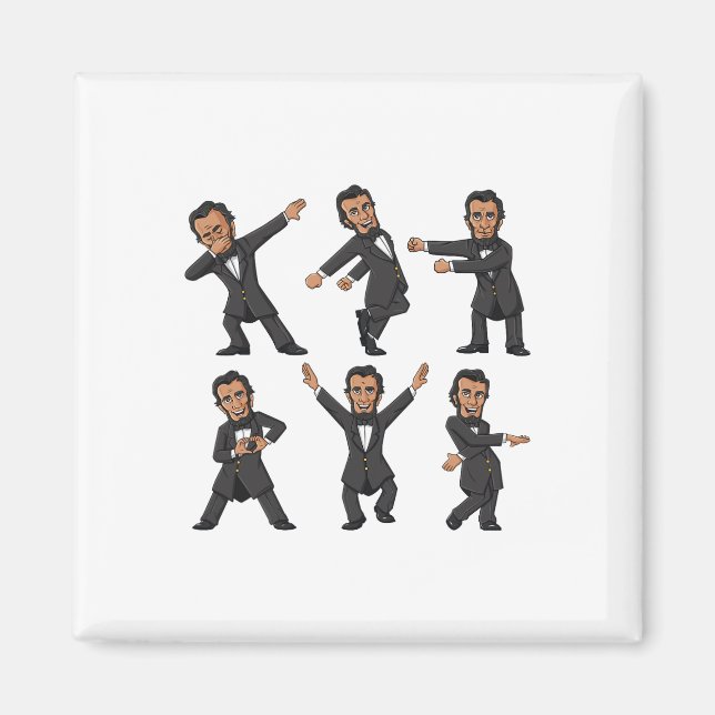 Tanzen Abraham Lincoln 4. Juli Jungs Mädchen Kind Magnet (Vorne)