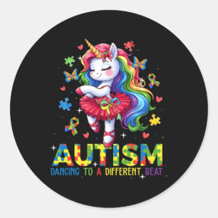 Tanzen als eine andere Beat Unicorn Autismus Awar Runder Aufkleber