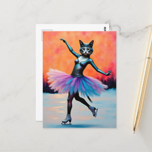 Tanzen Balerina Kitty on Ice Postkarte