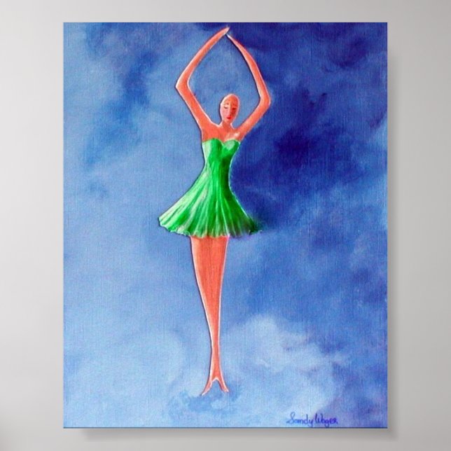 Tanzen Ballerina, grün Poster (Vorne)