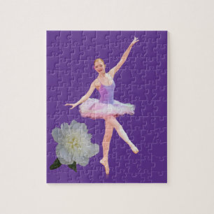 Tanzen-Ballerina in lila und weißem Puzzle