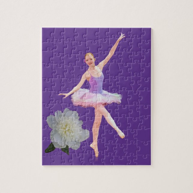 Tanzen-Ballerina in lila und weißem Puzzle (Vertikal)