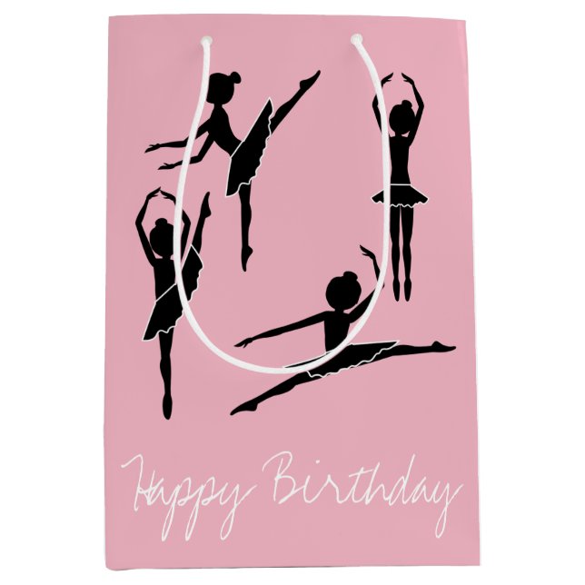 Tanzen-Ballerina-Silhouette-Ballett-Klasse Mittlere Geschenktüte (Vorderseite)
