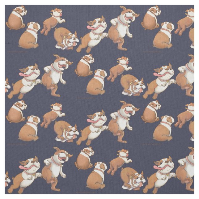 Tanzen-Bulldoggen Stoff (Muster)